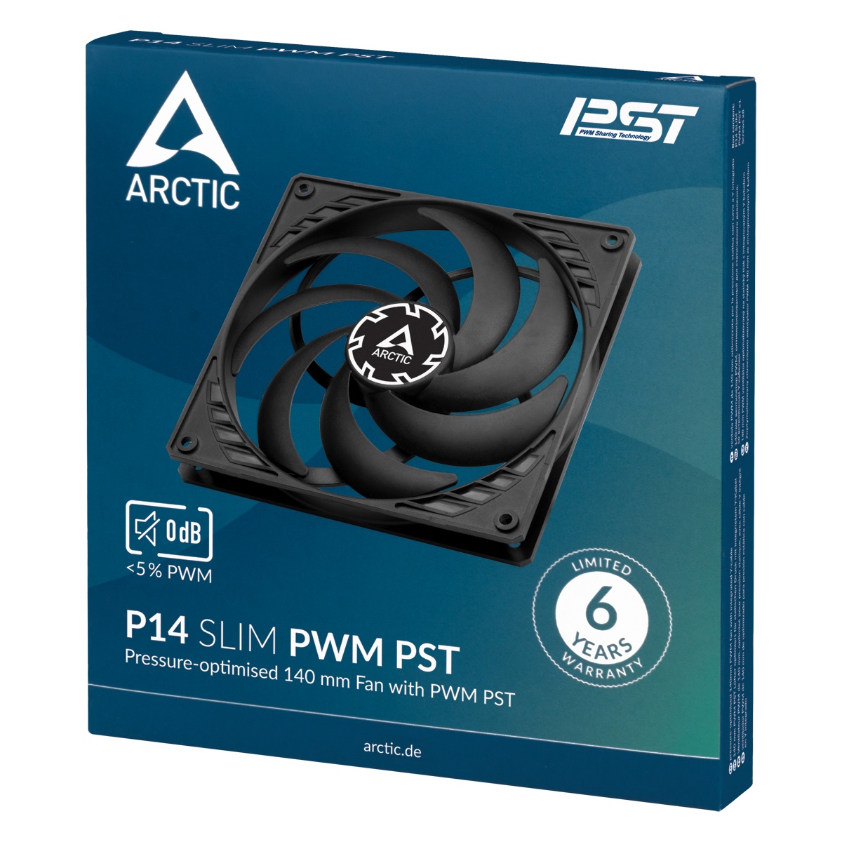 Вентилятор 140x140x15 Arctic P14 SLIM PWM PST, 150-1800rpm, 0.19A, ACFAN00268A