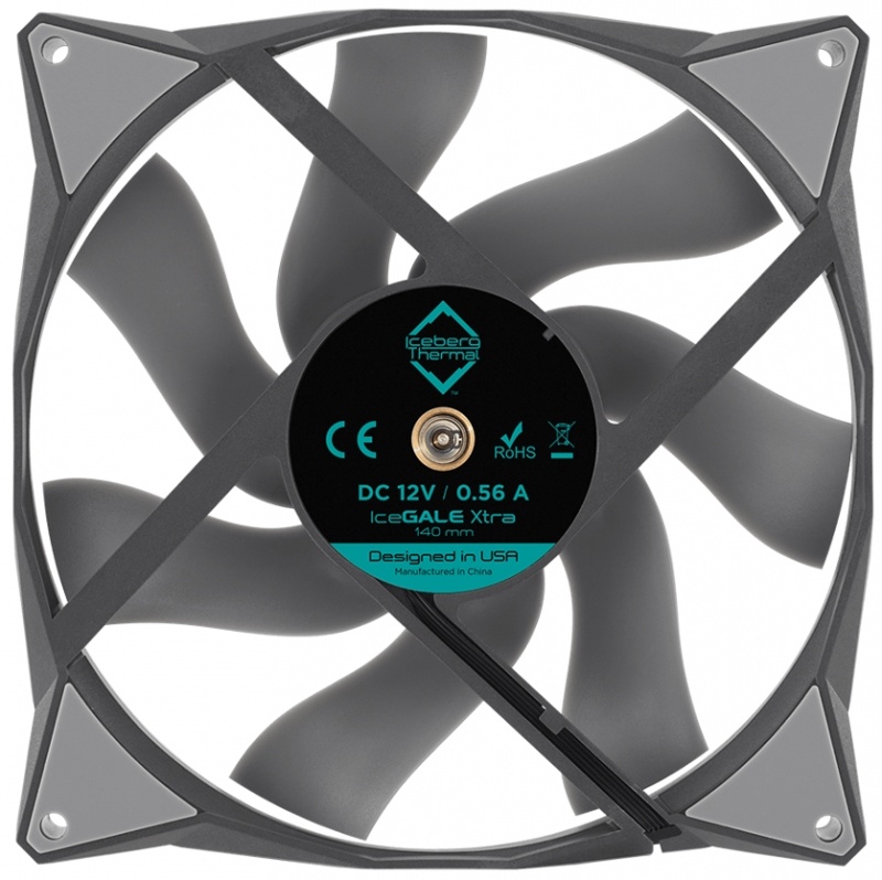 Вентилятор iceberg 140x140x25 IceGALE Xtra GRAY, 500-2500rpm, 47dB(M), 0.56A, 2шт