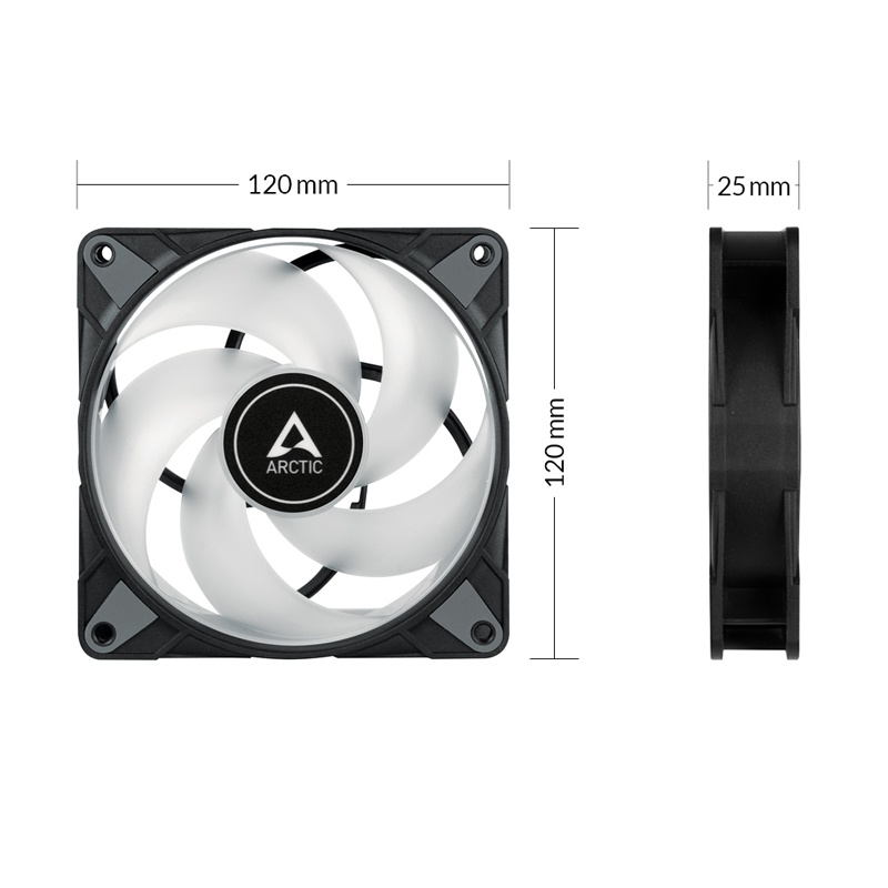 Вентилятор 120x120x25 Arctic P12 PWM PST ARGB, 200-2000rpm, 0.11A, ACFAN00231A