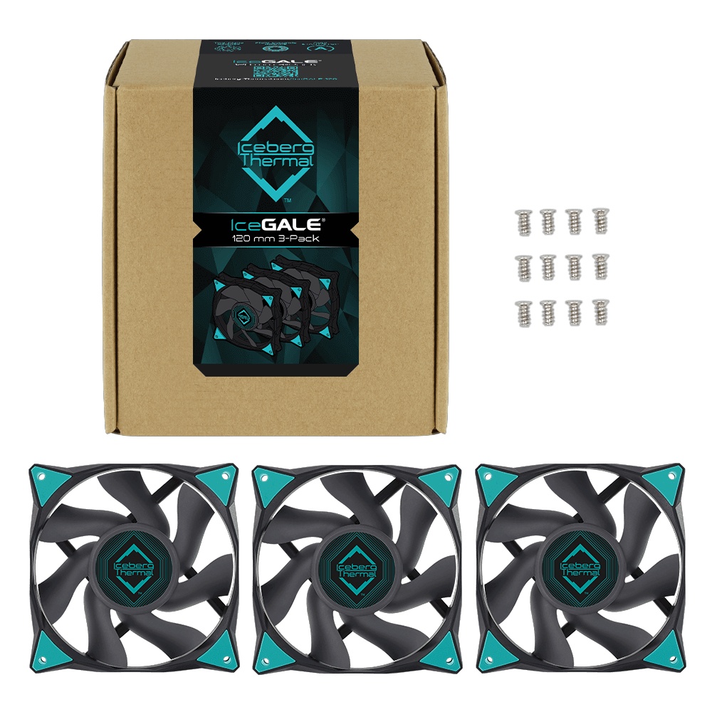 Вентилятор 120x120x25 iceberg IceGALE, PWM, BLACK, 500-1850rpm, 35dB(M), 0.20A, 3шт