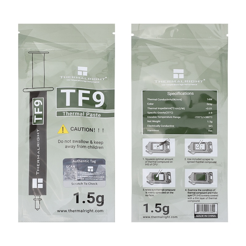 Паста теплопроводная Thermalright TF9 Thermal Paste 1.5g 14 Вт/(м·K), -220/380С