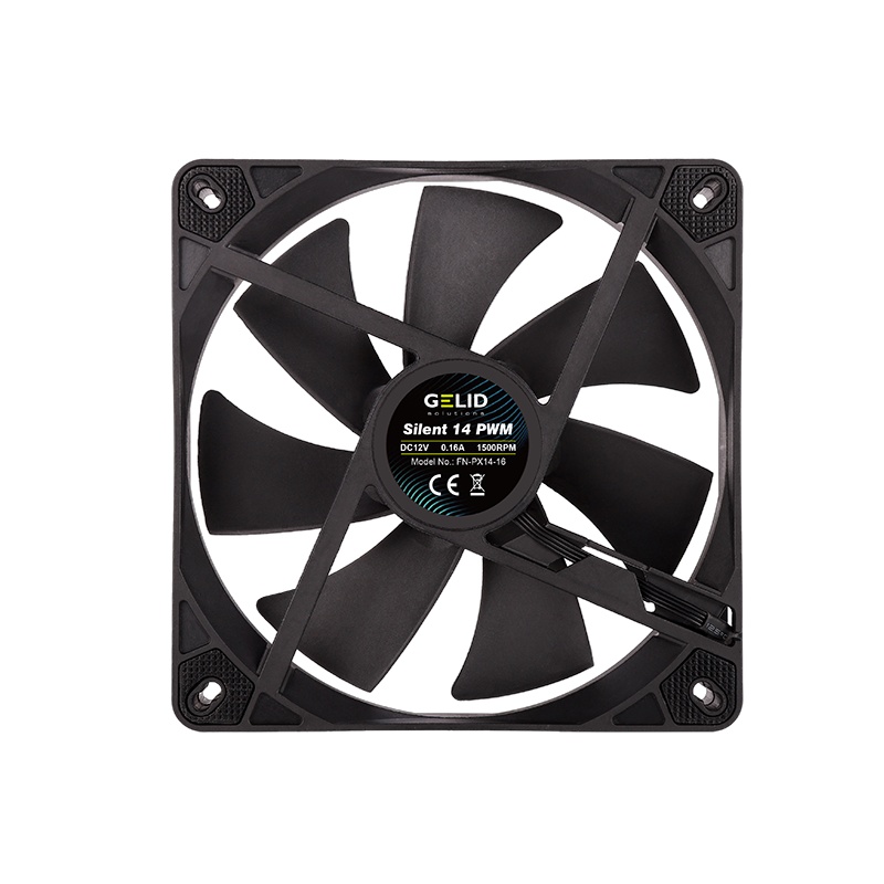 Вентилятор 140x140x25 GELID Solutions SILENT 14 PWM BLACK, 750-1500rpm, 20dB(M), 0.16A, HBB, 140/135, FN-PX14-16