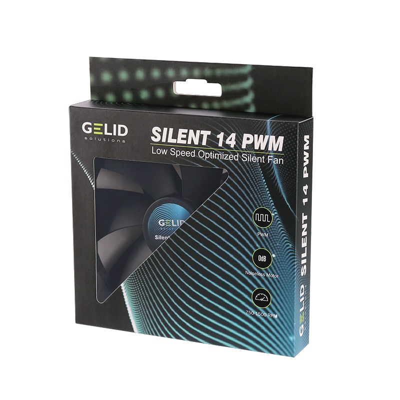 Вентилятор 140x140x25 GELID Solutions SILENT 14 PWM BLACK, 750-1500rpm, 20dB(M), 0.16A, HBB, 140/135, FN-PX14-16
