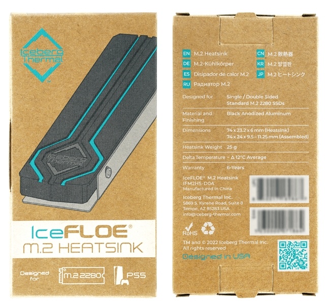 Охлаждение SSD iceberg Пассивный радиатор для охлаждения M.2 2280 Thermal IceFLOE M.2 Heatsink