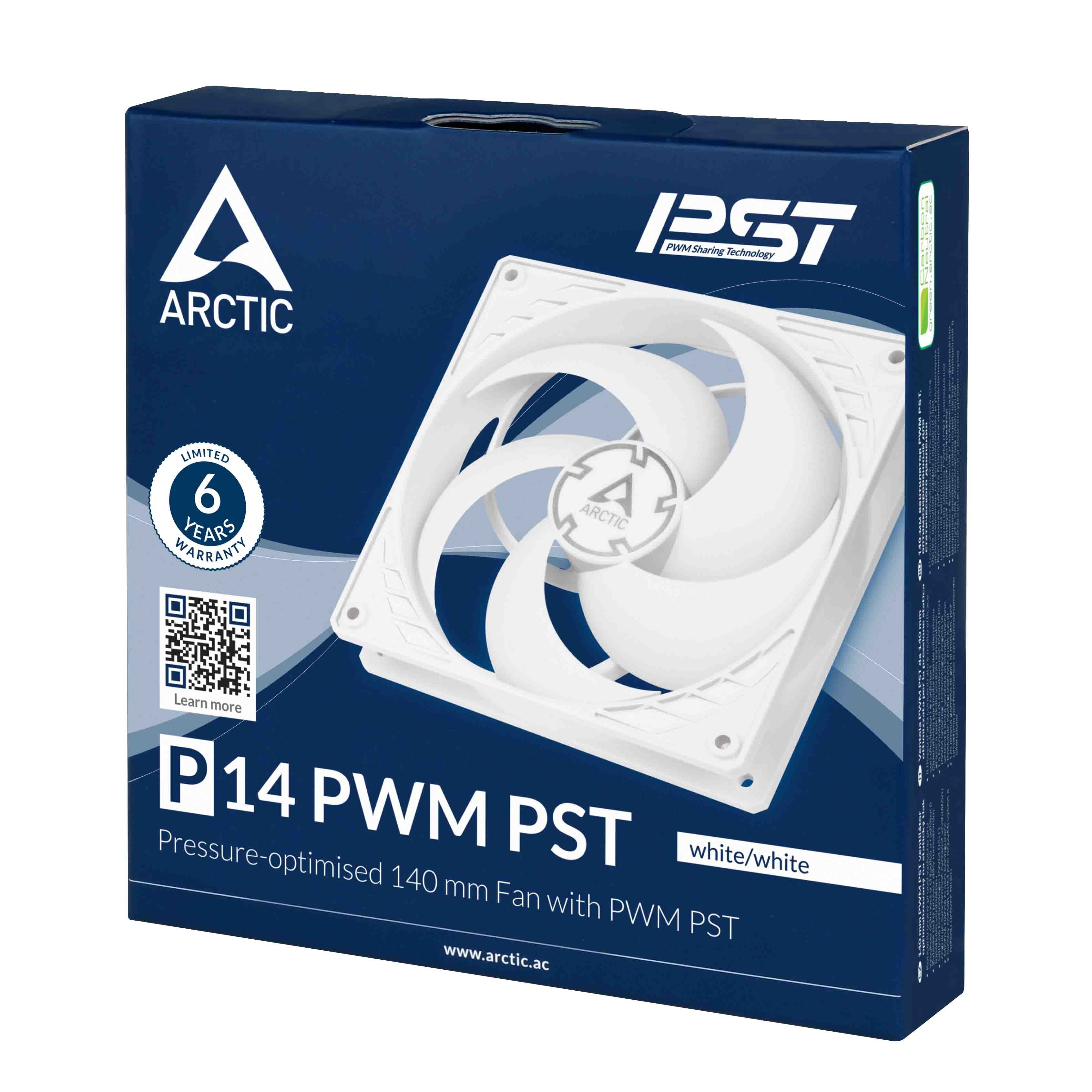 Вентилятор 140x140x27 Arctic P14 PWM PST (Белый/Белый), 200-1700rpm, 0.12A, ACFAN00197A