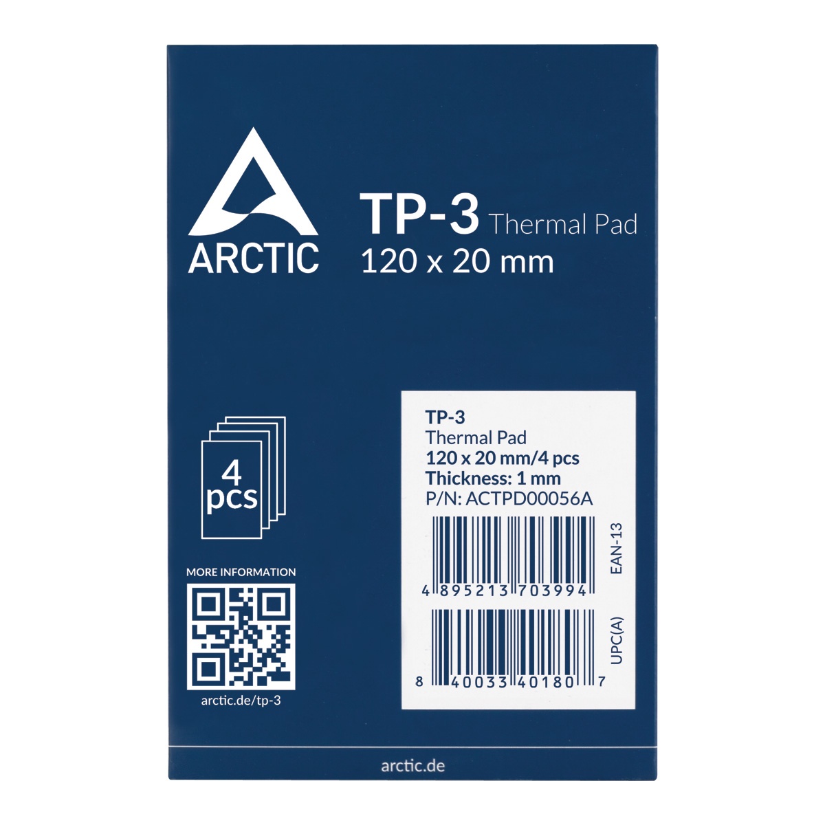 Термопрокладка Arctic 120x20х1.0 мм 4 Pack TP-3 ACTPD00056A