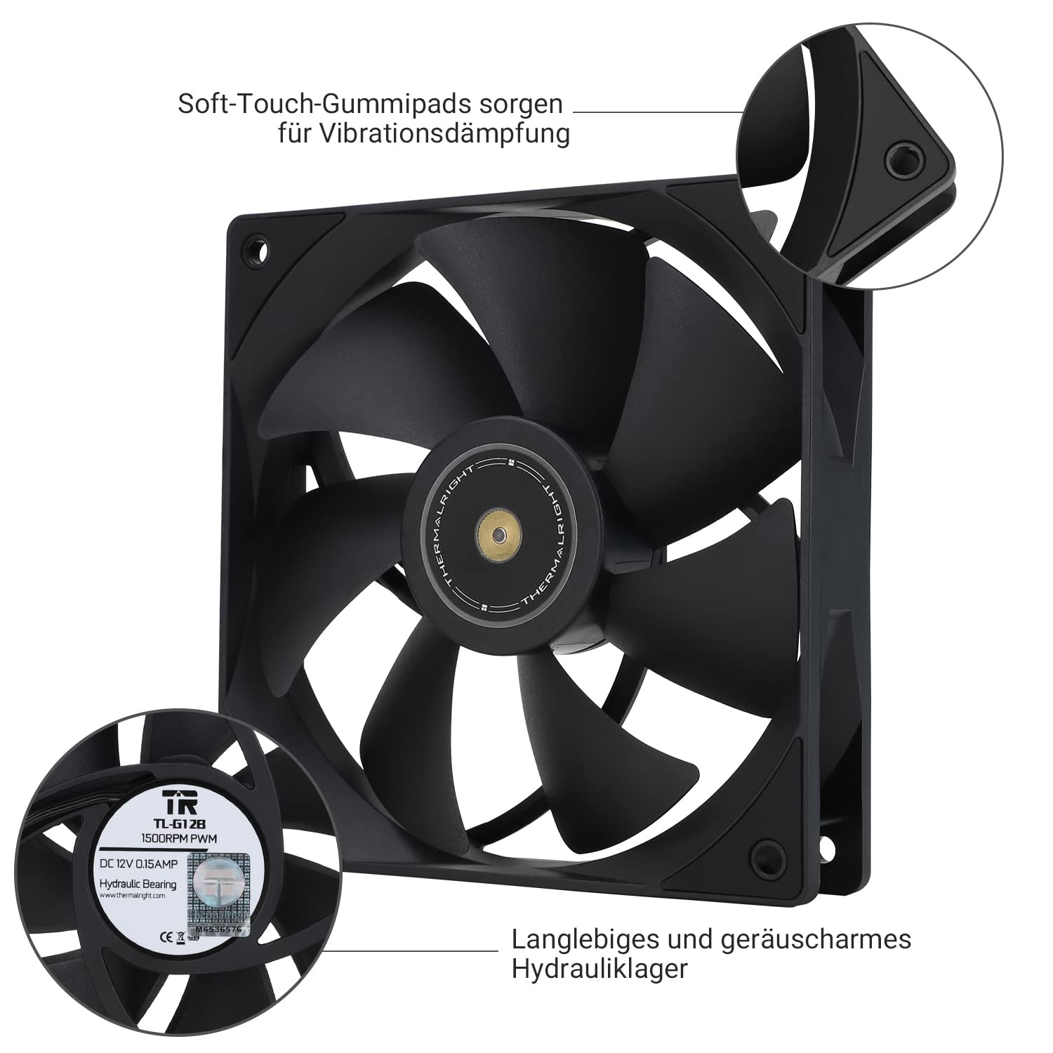 Вентилятор 120x120x25 Thermalright TL-G12B PWM, 1500rpm, 23.6dB(M), 0.15A