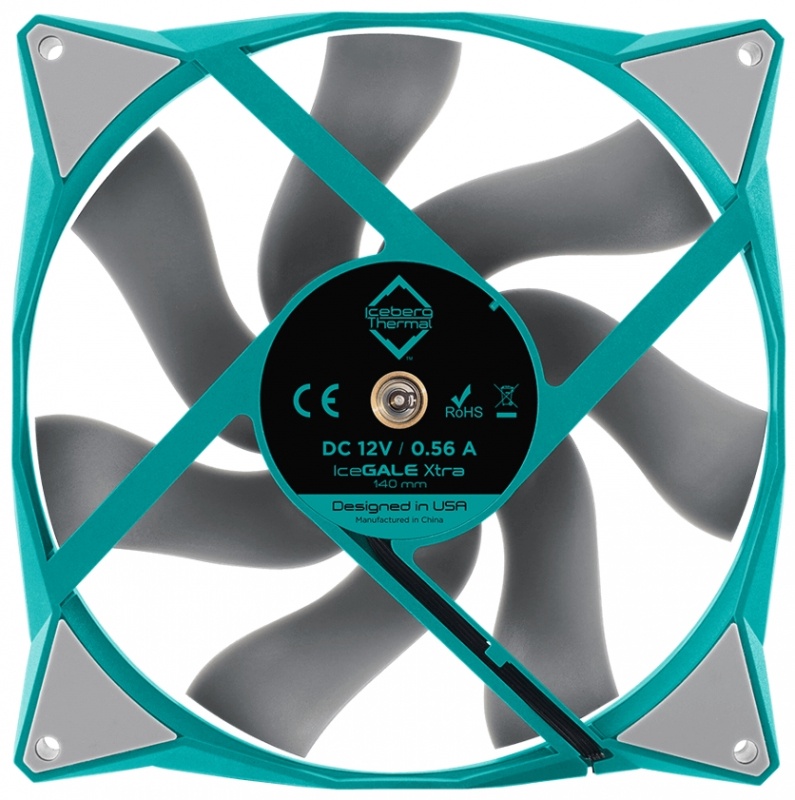 Вентилятор iceberg 140x140x25 IceGALE Xtra PWM,TEAL, 500-2500rpm, 47dB(M), 0.56A, 2шт