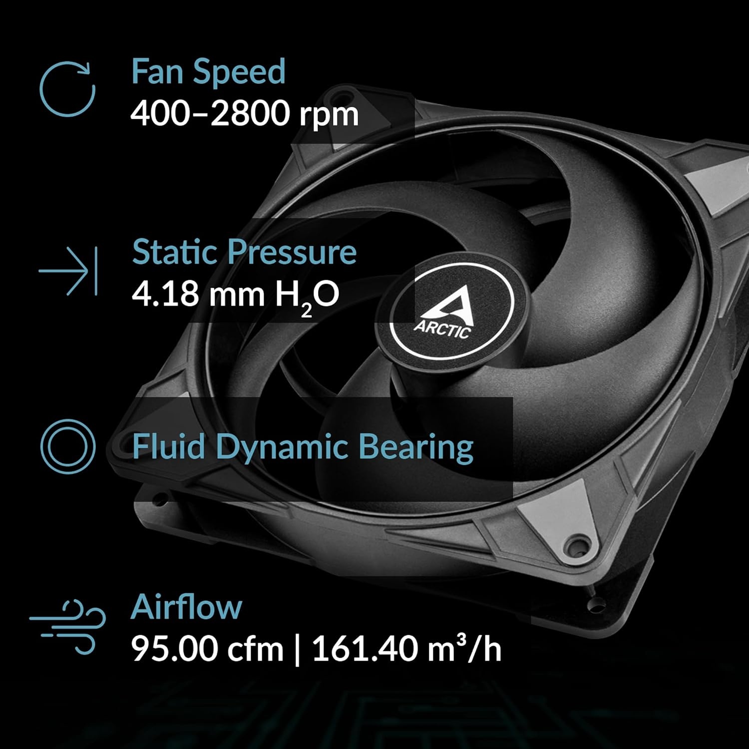 Вентилятор 140x140x27 Arctic P14 Max (Black), PWM, 400-2800rpm, 0.35A, ACFAN00287A