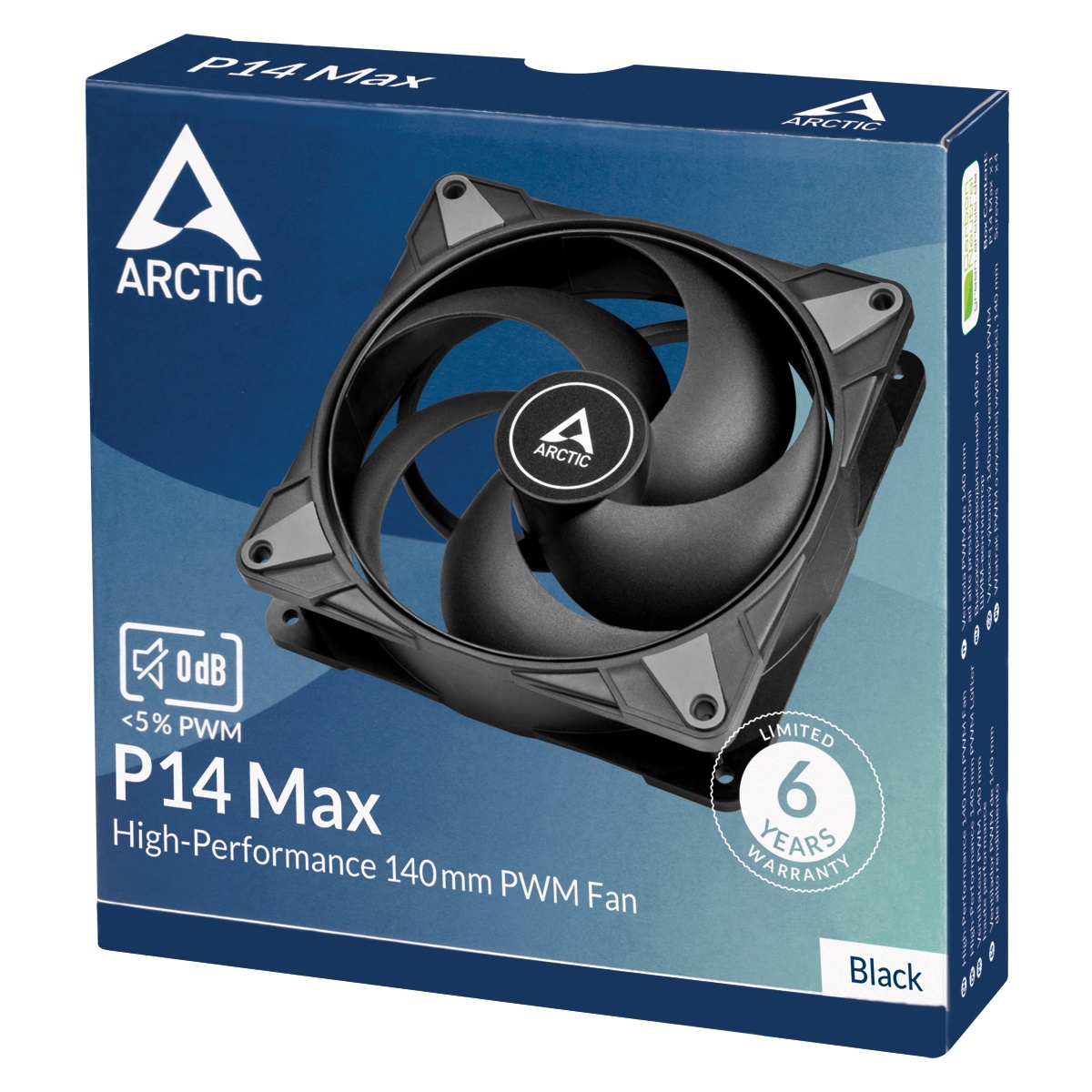 Вентилятор 140x140x27 Arctic P14 Max (Black), PWM, 400-2800rpm, 0.35A, ACFAN00287A