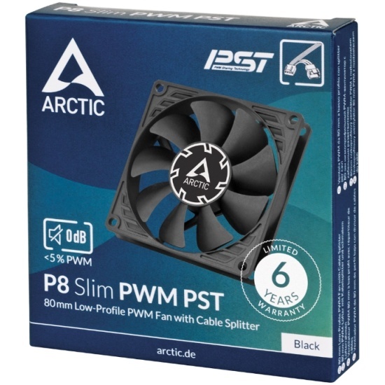 Вентилятор 80х80х25 Arctic P8 Slim PWM PST (Black) ACFAN00295A