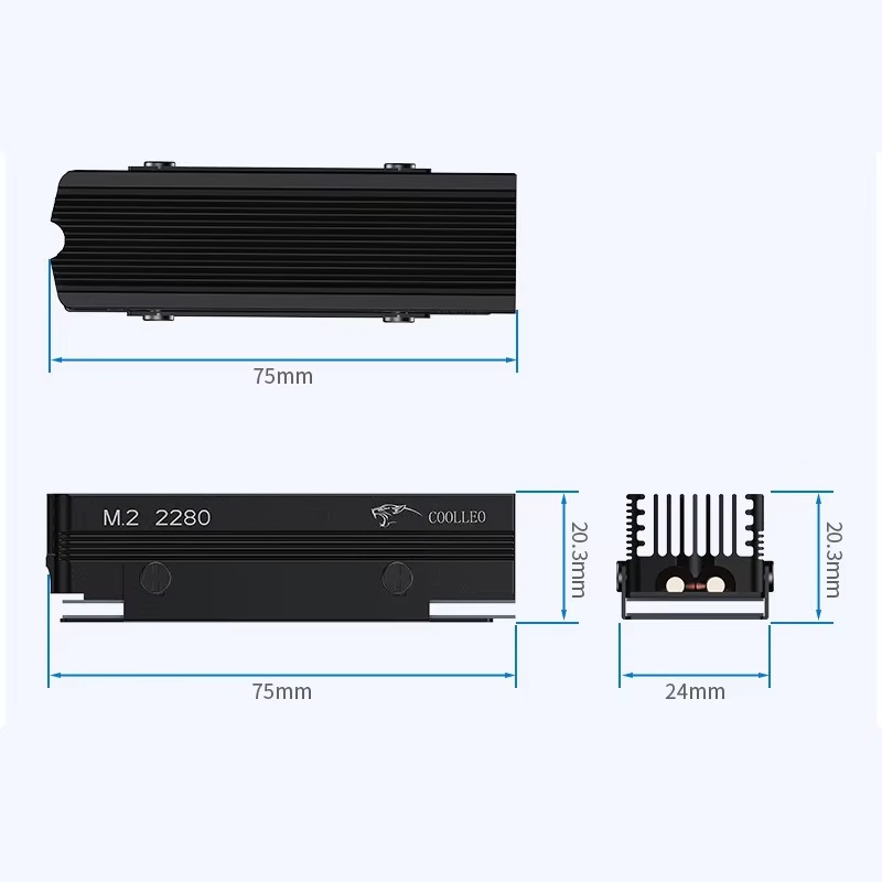 Охлаждение SSD COOLLEO Пассивный радиатор для охлаждения M.2 2280 CL-V3SSD-BK