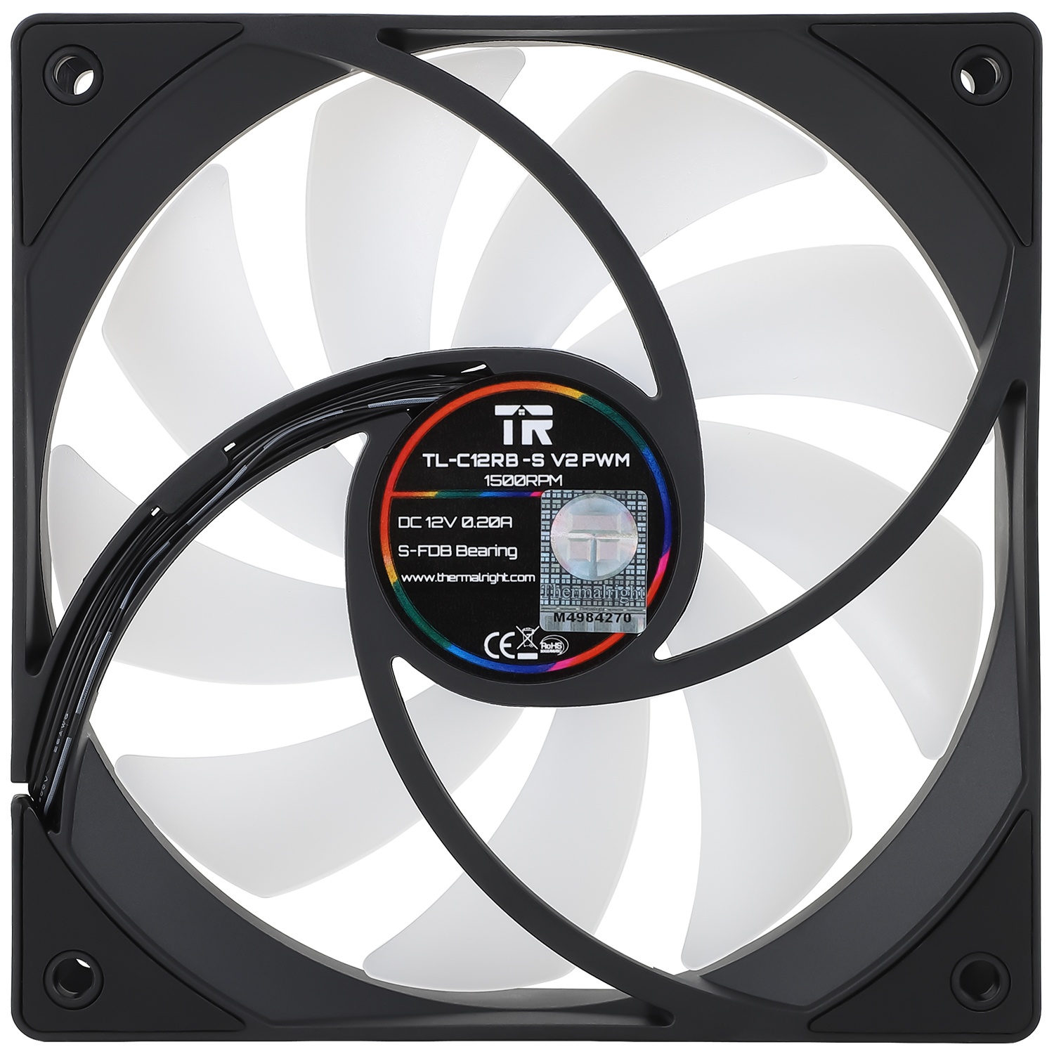 Вентилятор 120x120x25 Thermalright TL-C12RB-S V2 ARGB Реверсный PWM, 1500rpm, 25.6dB(M), 0.20A