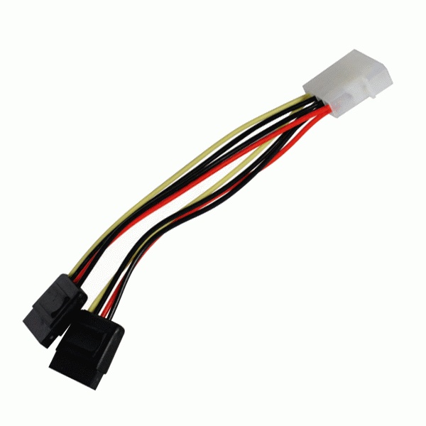 Переходник Generic Molex 4 pin to 2 SATA, питание 2 SATA устройств, длина 15 см