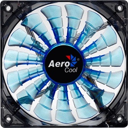 Вентилятор 140x140x25 AeroCool Shark, с подсветкой, синий