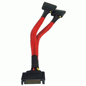 Разветвитель Phobya SATA power Y-cable SATA socket to 2x SATA plug 15cm - UV-reactive red