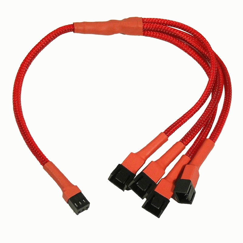 Разветвитель Nanoxia 3-pin в 4 х 3-pin, 30см.красный  NX34A30R