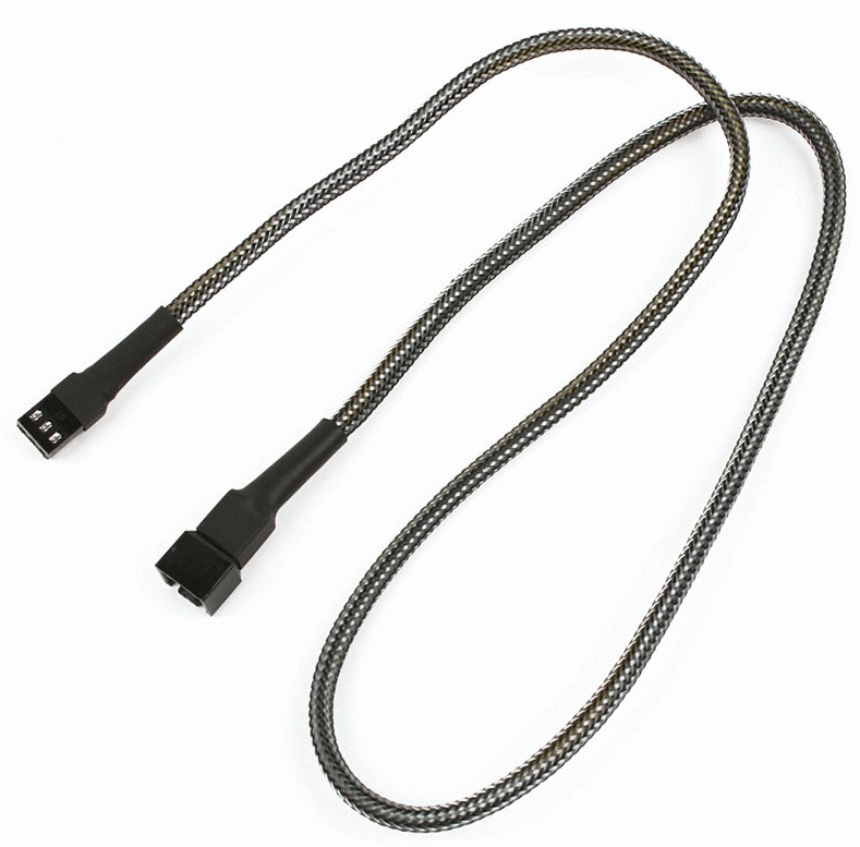 Удлинитель Nanoxia 3-pin, 60см карбон NX3PV60C, 3-контактный в оплётке