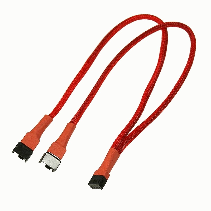 Разветвитель Nanoxia 4-pin PWM в 2 x 4-pin PWM, 30см .красный NXPWY30R