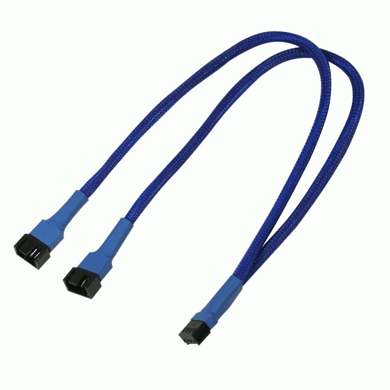 Разветвитель Nanoxia 4-pin PWM в 2 x 4-pin PWM, 30см .синий NXPWY30B