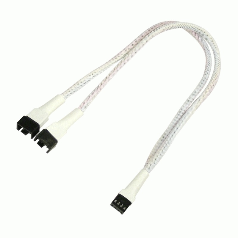 Разветвитель Nanoxia 4-pin PWM в 2 x 4-pin PWM, 30см .белый NXPWY30W