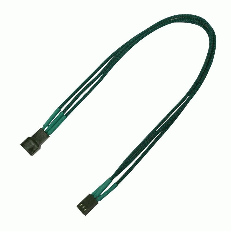 Удлинитель Nanoxia 3-pin, 30см, индивидуальная оплетка.зеленый NX3PV3EG