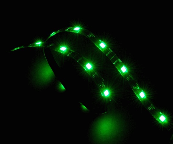 Светодиодная лента Akasa LD02-05GN зеленая 15 LED 50 см 12В Molex для ПК подсветка