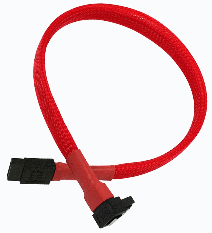 Кабель SATA Nanoxia SATA3 (6Gb/s) Cable 45см, угловой разъем, красный NXS6G4R