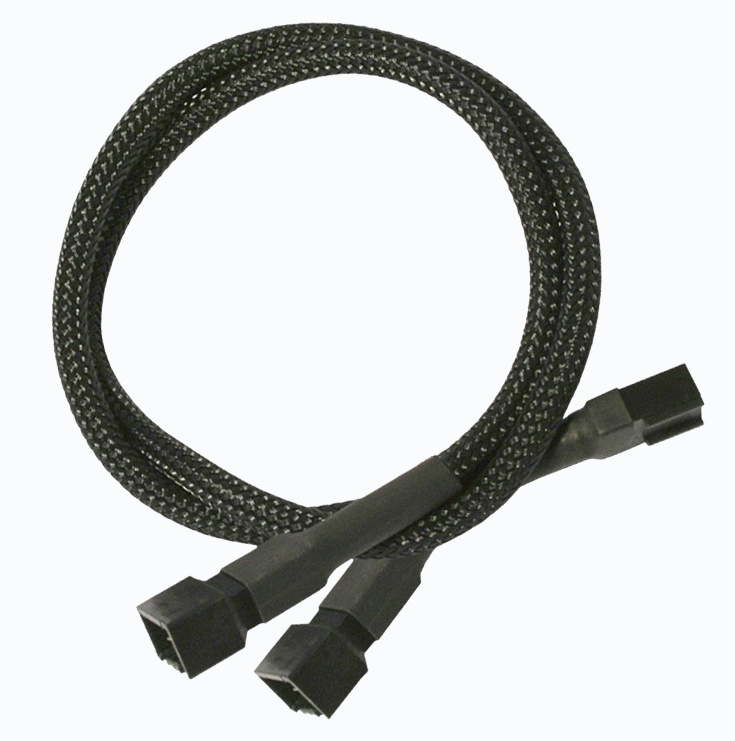 Разветвитель Nanoxia 3-pin в 2 х 3-pin, 30см.карбон NX3PY30C