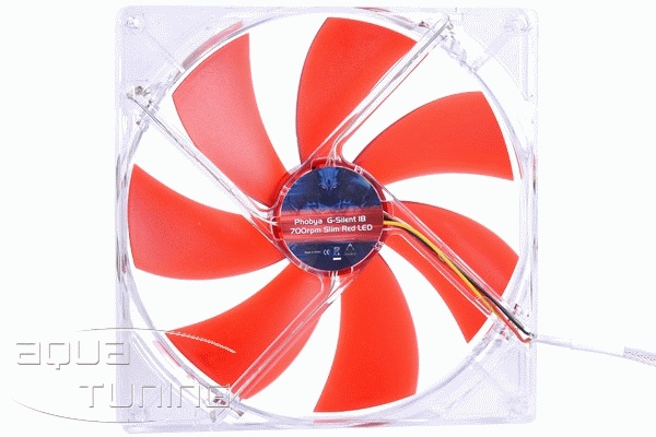 Вентилятор Phobya 180х180х25 G-Silent 18 700rpm Slim Red LED