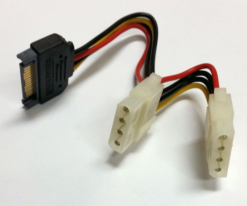 Переходник Generic SATA на 2 x Molex 4 pin, питание двух устройств, длина  13см