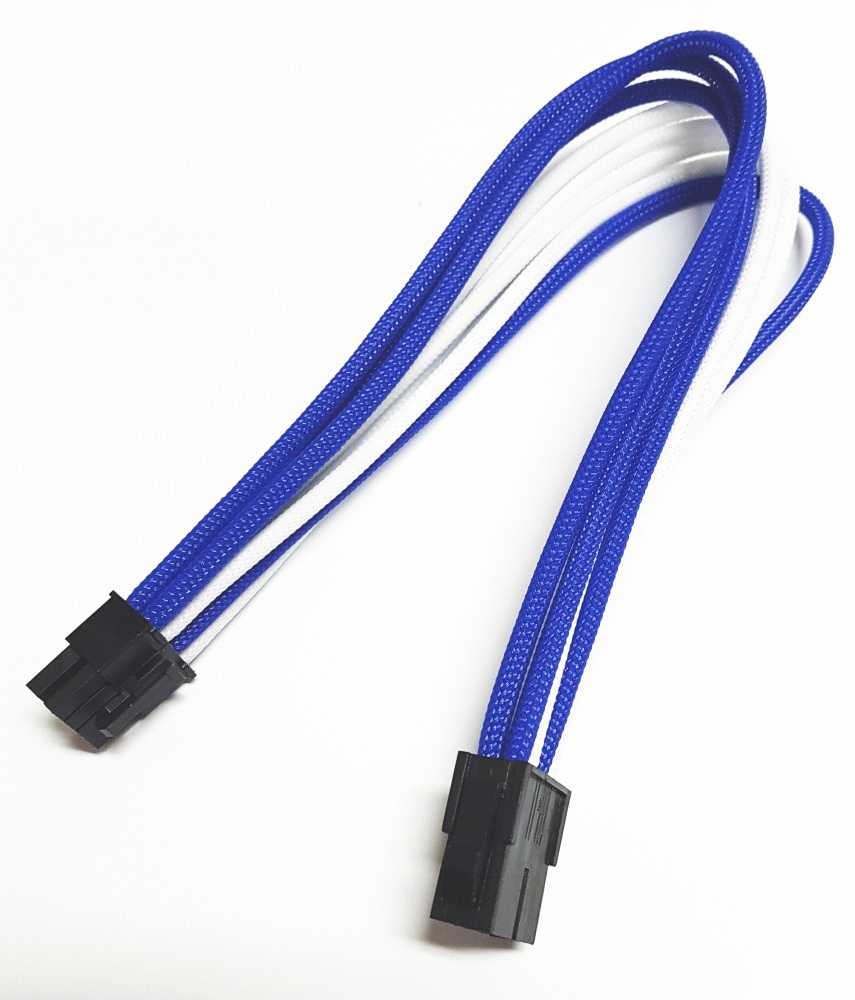 Удлинитель Nanoxia 8-pin PCI-E, 30см, индивидуальная оплетка синий/белый NX8PE3EBW