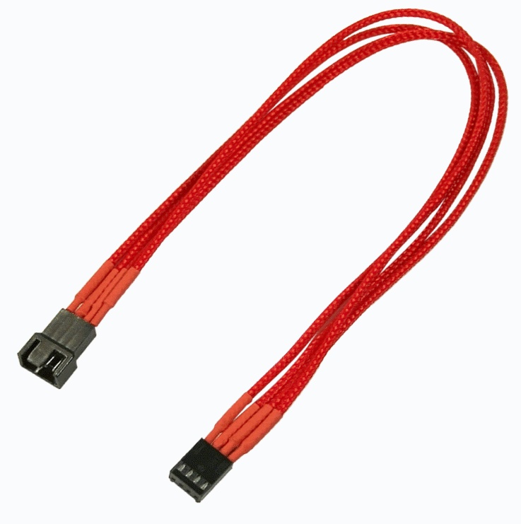 Удлинитель Nanoxia 4-pin PWM, 30см, индивидуальная оплетка, красный NXPWV3ER