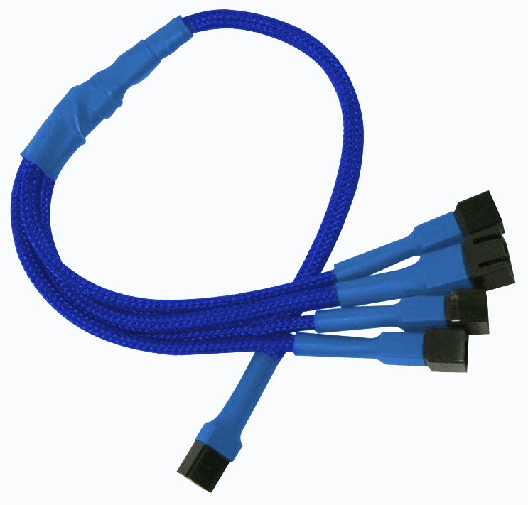 Разветвитель Nanoxia 3-pin в 4 х 3-pin, 60см .синий NX34A60B