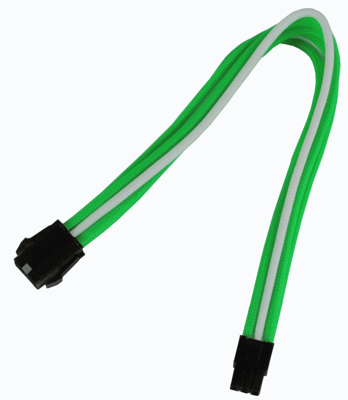 Удлинитель Nanoxia 6-pin PCI-E, 30см, индивидуальная оплетка зеленый/белый NX6PV3EGW