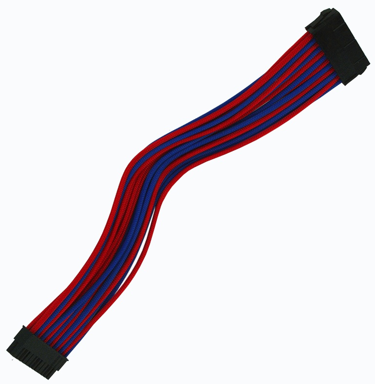 Удлинитель Nanoxia 24-pin ATX, 30см, индивидуальная оплетка, синий/красный NX24V3EBR