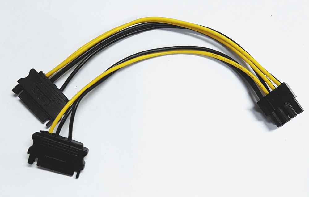 Переходник Generic SATA x 2шт на 8 (6+2) pin PCIE, длина 20 см, питание видеокарты