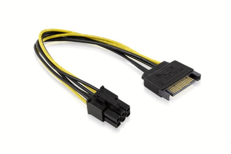 Переходник Generic SATA 15pin на PCI-E 6 pin для питания видеокарты, длина 19 см