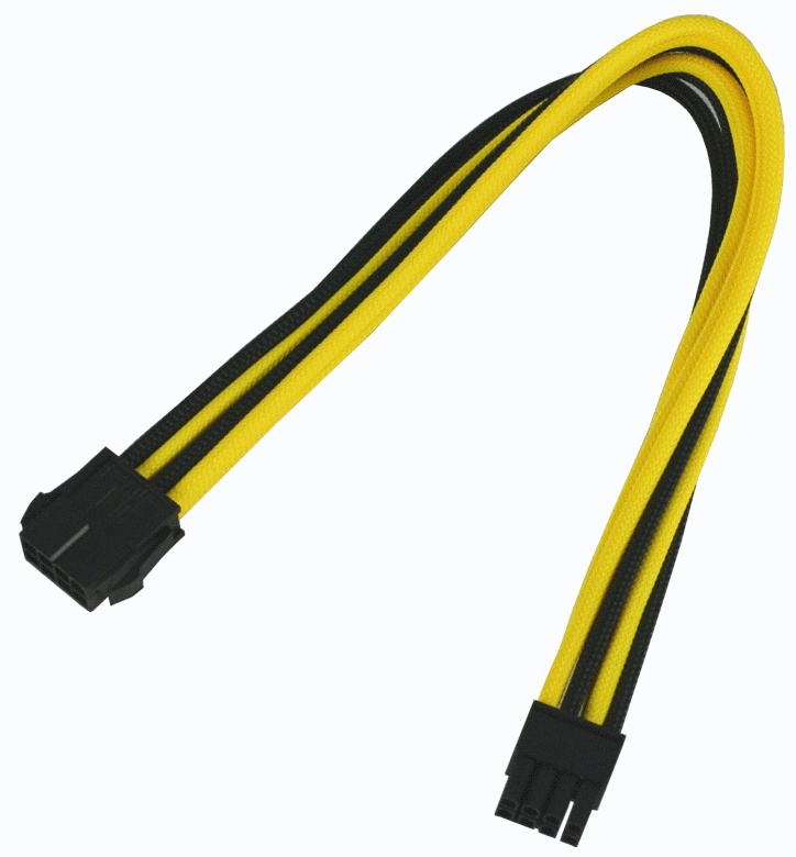 Удлинитель Nanoxia 8-pin PCI-E, 30см, индивидуальная оплетка черный/желтый NX8PE3ESG