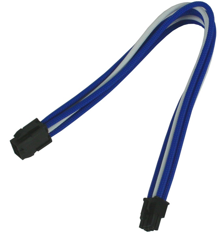 Удлинитель Nanoxia 6-pin PCI-E, 30см, индивидуальная оплетка синий/белый NX6PV3EBW