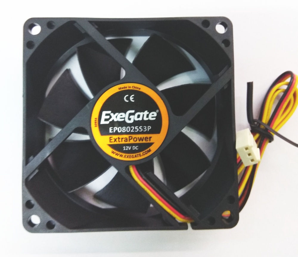 Вентилятор 80х80х25 Exegate ExtraPower EP08025S3P, 2500rpm, 25.5dB(M), 0.15A, SBB, 3pin