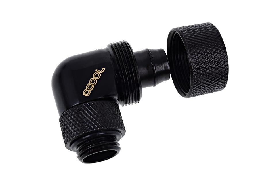 СЖО Alphacool Компрессионный угловой фитинг Eiszapfen 13/10mm Anschraubtulle 90° drehbar G1/4 - Deep Black