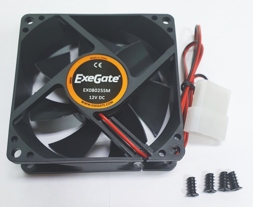 Вентилятор 80х80х25 Exegate ExeGate EX08025SM, 2200rpm, 22.5dB(M), 0.11A, SBB, 2pin Molex