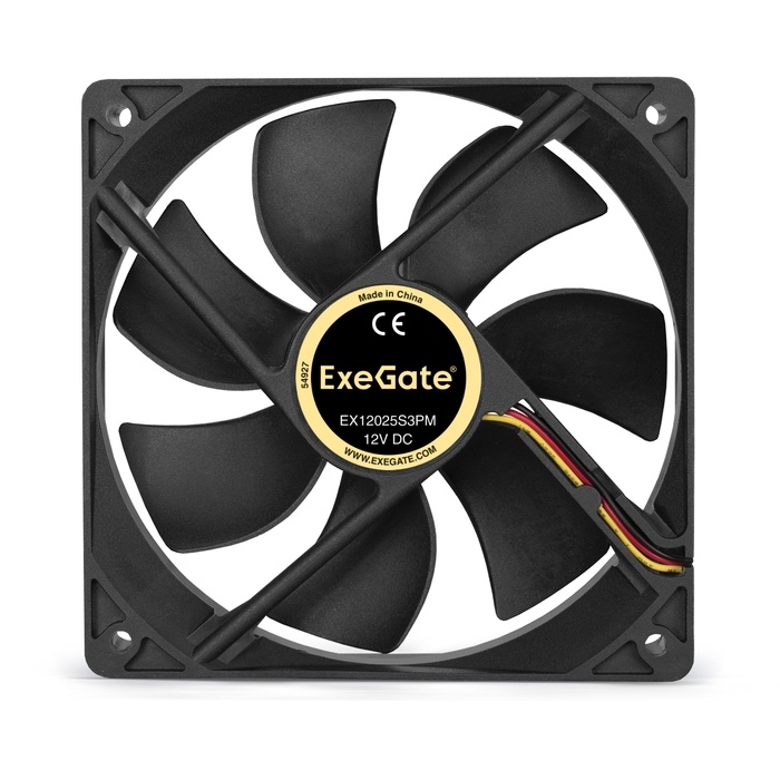 Вентилятор 120x120x25 Exegate EX12025S3PM, 1500rpm, 0.24dB(M), 0.22A, SLB, 3pin+molex