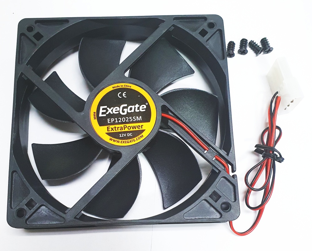  120x120x25 Exegate ExtraPower EP12025SM, 1800rpm, 28dB(M), 0.23A, SLB, molex