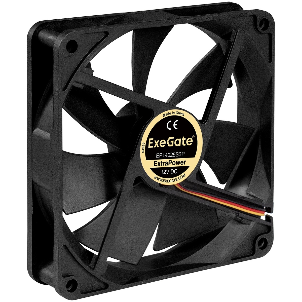Вентилятор 140x140x25 Exegate ExtraPower EP14025S3P, 1600rpm, 31dB(M), 0.08A, SLB, 3pin