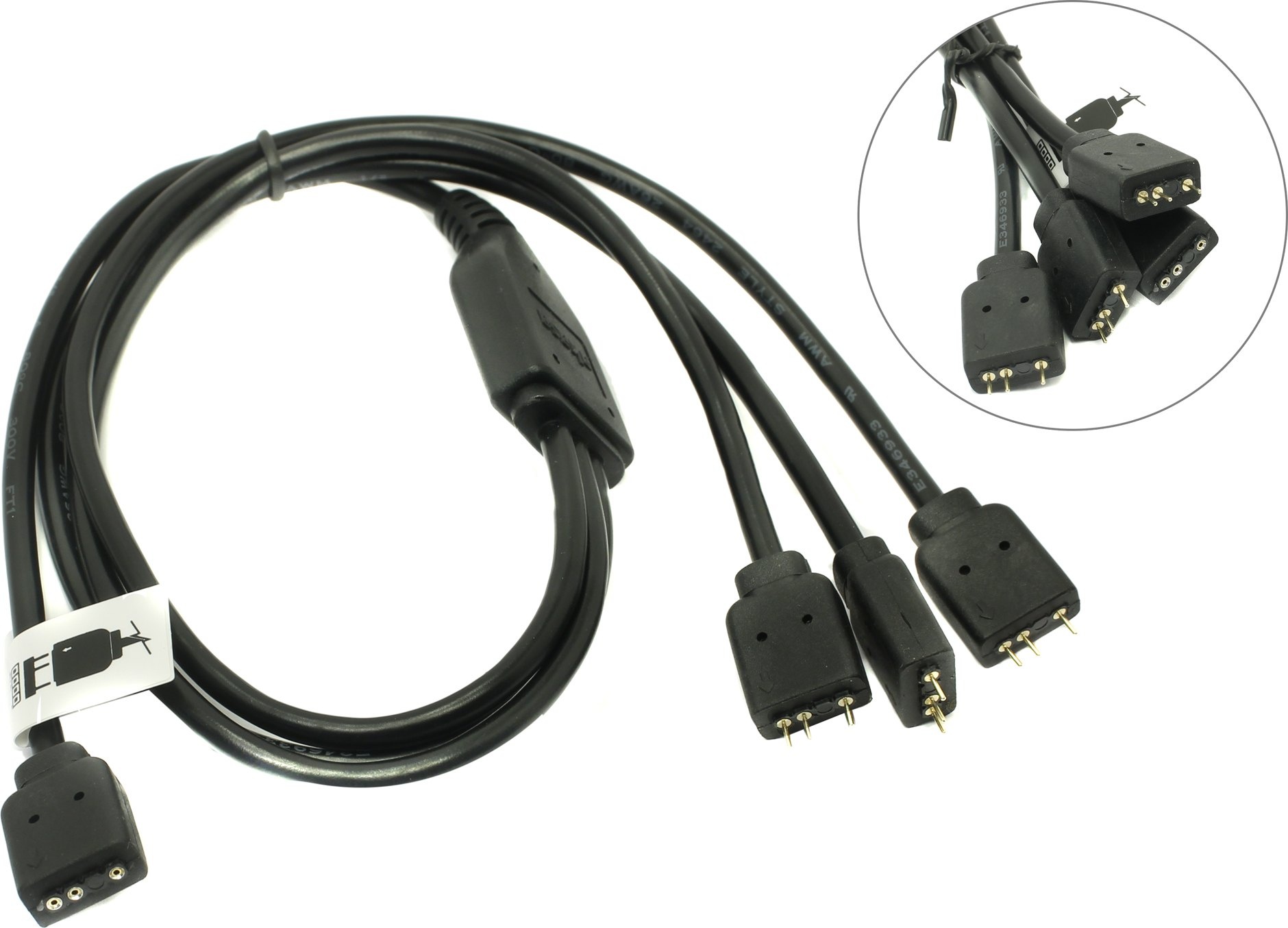Разветвитель Akasa RGB Addressable LED cable for 3 devices 50cm AK-CBLD07-50BK