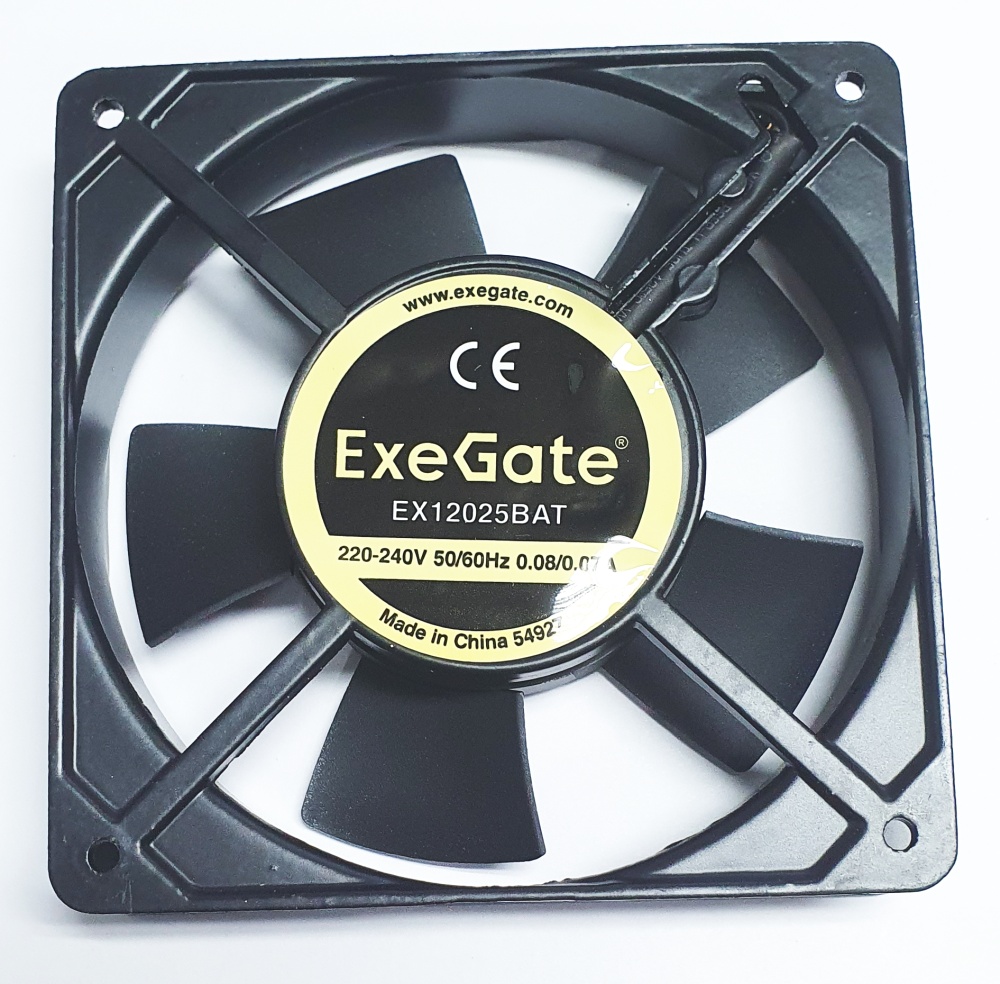 Вентилятор 120x120x25 Exegate 220VАС EX12025BAT, 2200rpm, 32dB(M), 0.12A, DBB, 220V, Al, клеммы