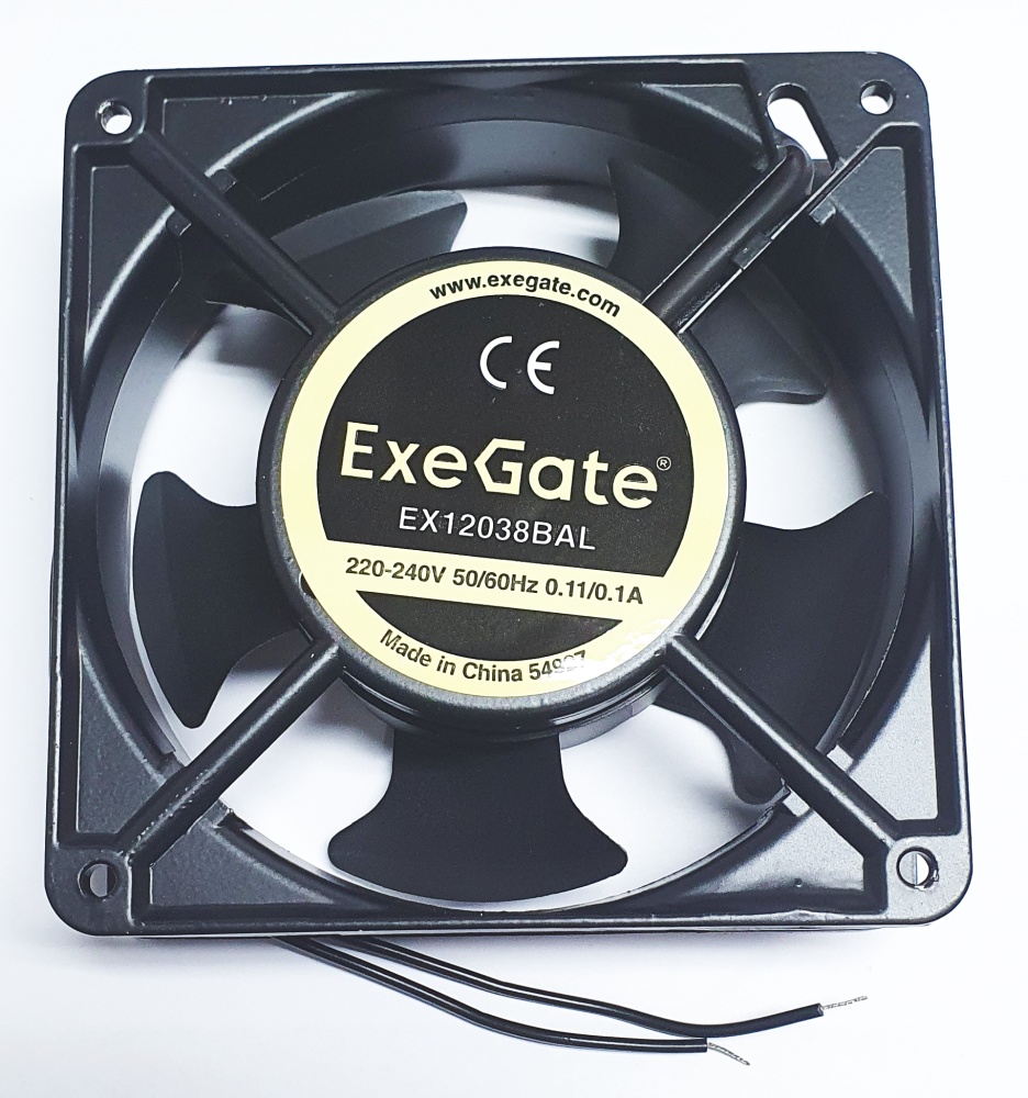 Вентилятор 120x120x38 Exegate 220VАС EX12038BAL, 2700rpm, 42dB(M), 0.11A, DBB, 220V, Al, провода