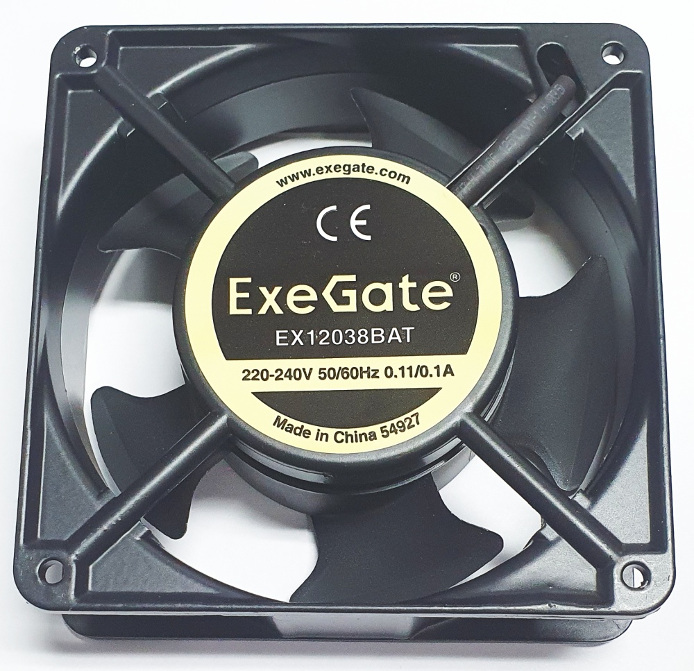 Вентилятор 120x120x38 Exegate 220VАС EX12038BAT, 2700rpm, 42dB(M), 0.11A, DBB, 220V, Al, клеммы